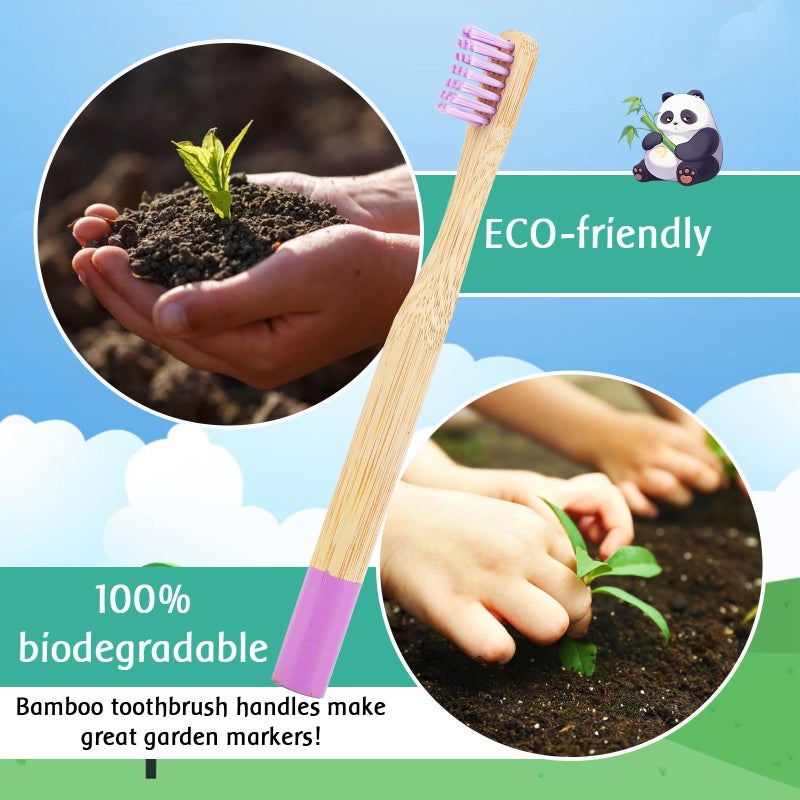 EcoFrenzy إيكو فرينزي - فرشاة أسنان للأطفال من الخيزران - حجم الأطفال شعيرات ناعمة خالية من BPA وآمنة للألوان (4 عبوات) - Image 3